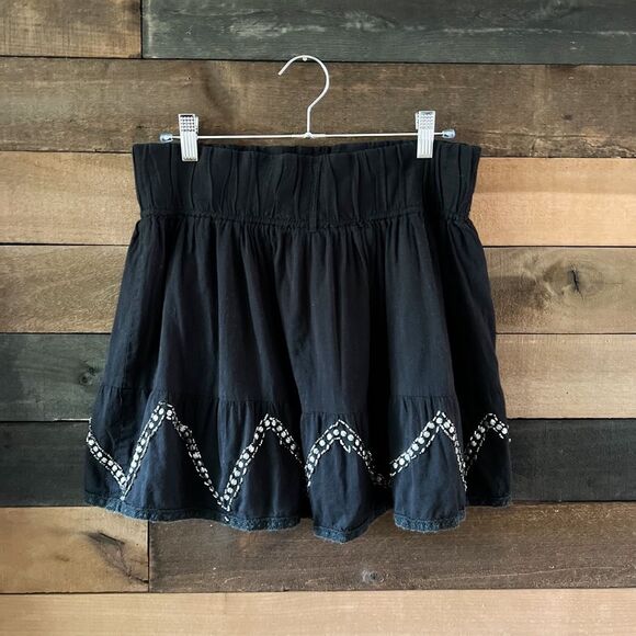 90s Y2K Vanity Black Beaded Gem Mini Skirt Elastic Pull On Waist - Picture 1 of 5